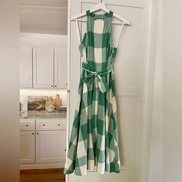 Maeve Green and White Checkered Midi Dress - Picture 9 of 11